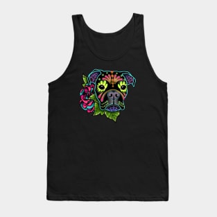 Boxer in Black - Day of the Dead Sugar Skull Dog Tank Top